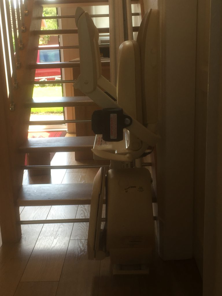 Folded Straight Stairlift after Halton Stairlifts Installation