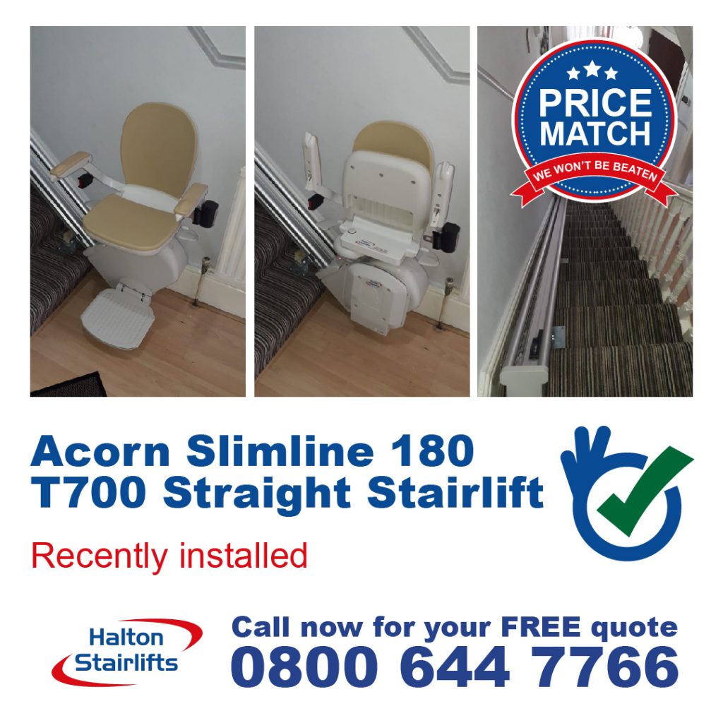 Acorn Slimline 180 T700 Straight Stairlift Manual Swivel Stairlift