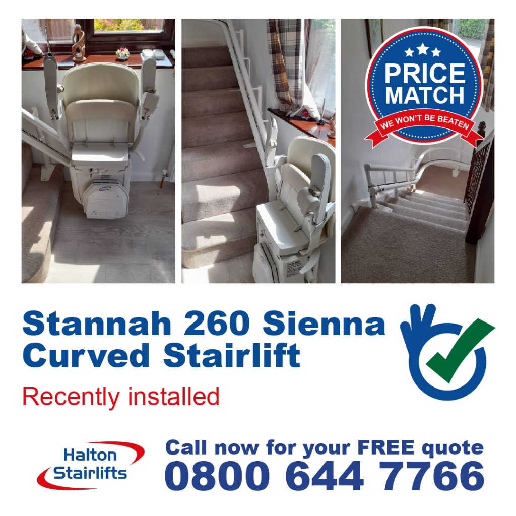Stannah 260 Sienna Curved Stairlift 90 Degree Bend Power Swivel