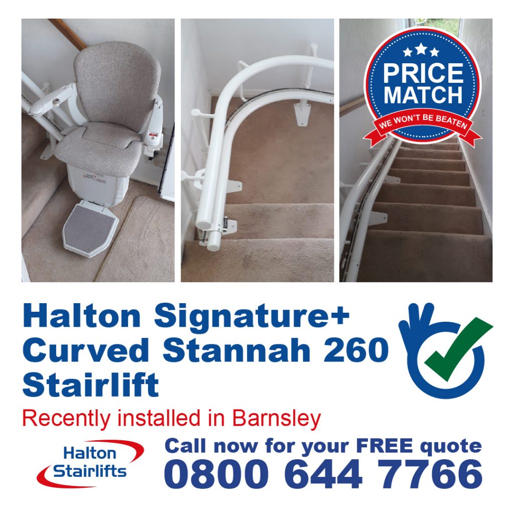 Halton Signature + plus Curved Stannah 260 Stairlift Fully Installed In Barnsley