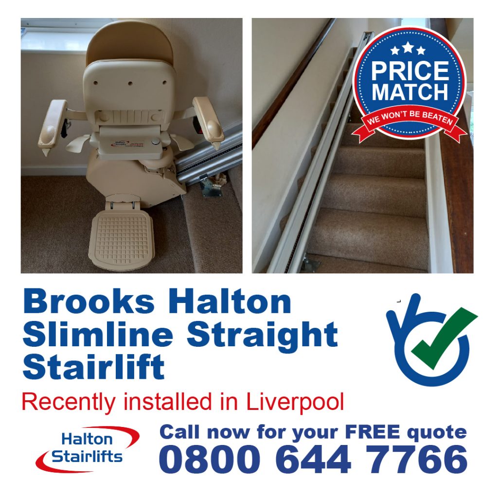 New Brooks Halton Slimline Straight Staircase Stairlift Full Installed in Liverpool Merseyside