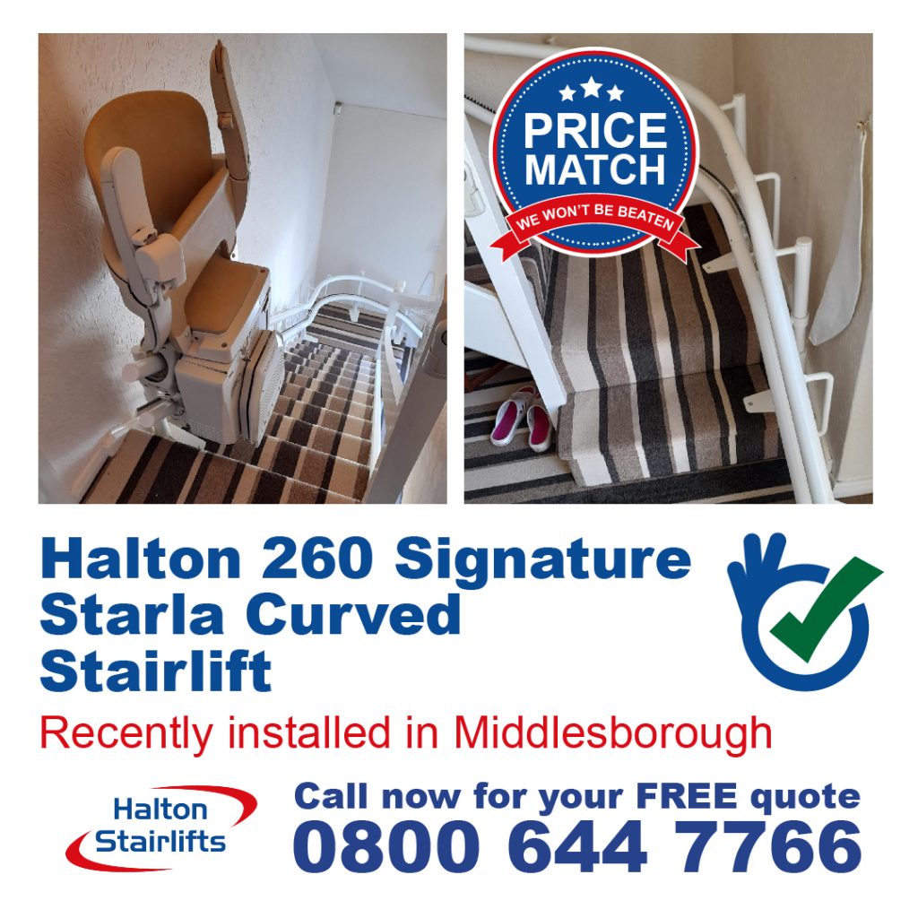Halton 260 Signature Starla Curved Stairlift Fully Installed In Middlesbrough-01