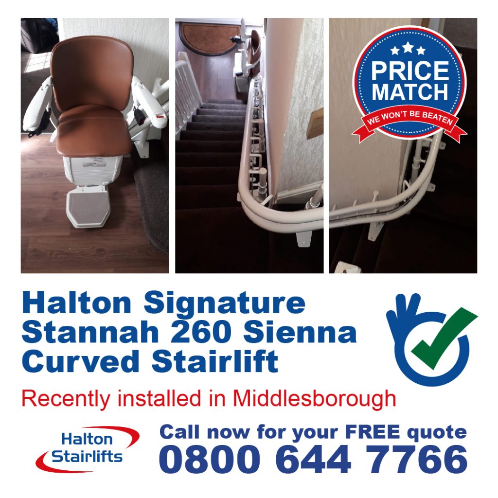 Halton Signature Stannah 260 Sienna Curved Stairlift Fully Installed In Middlesbrough-01