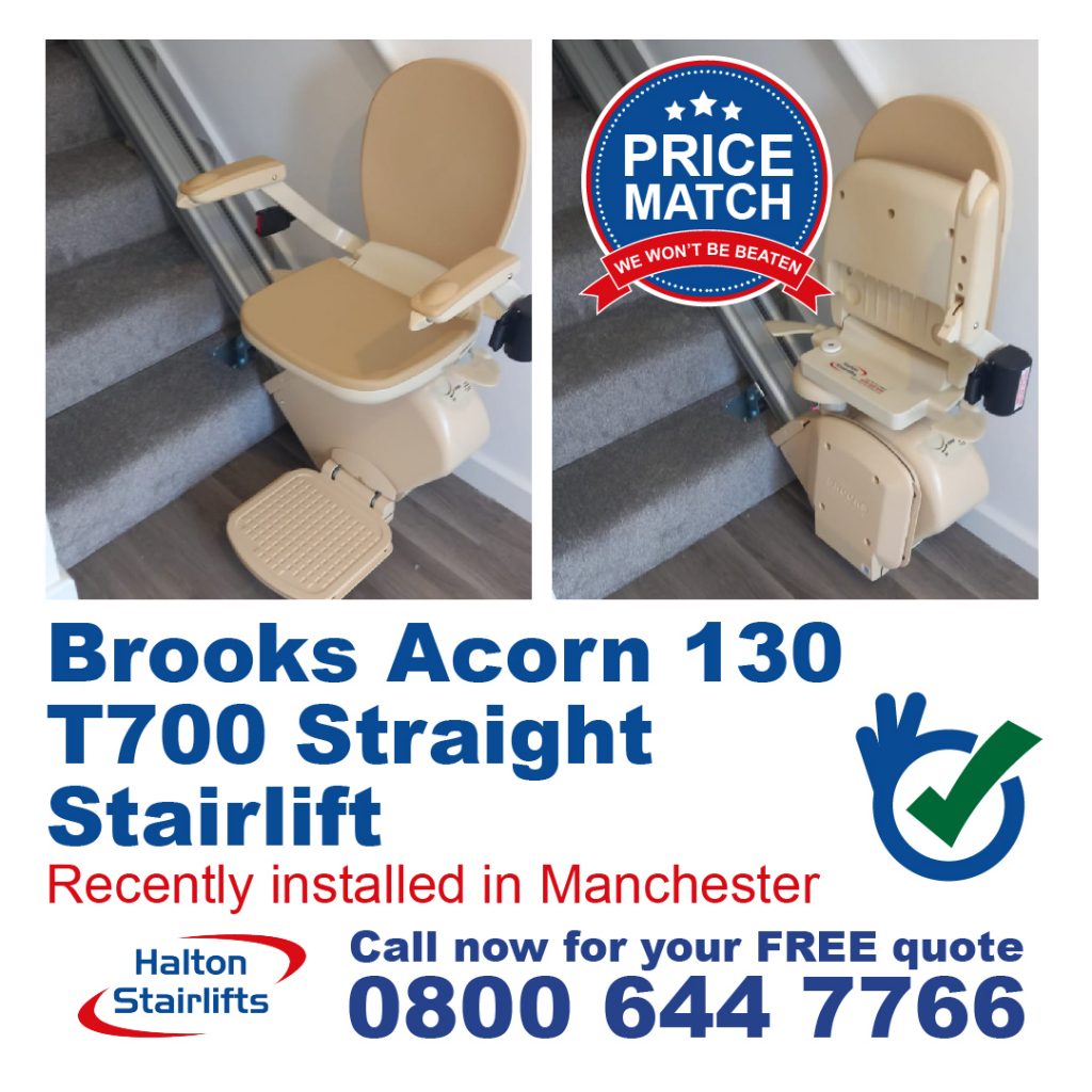 New Brooks Acorn 130 T700 Straight Stairlift Fully Installed In Manchester-01