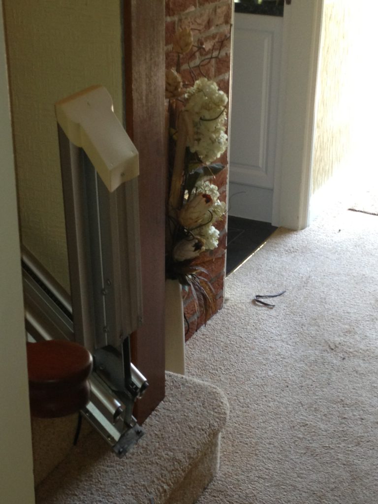 Hinged Straight Stairlift Track Raised