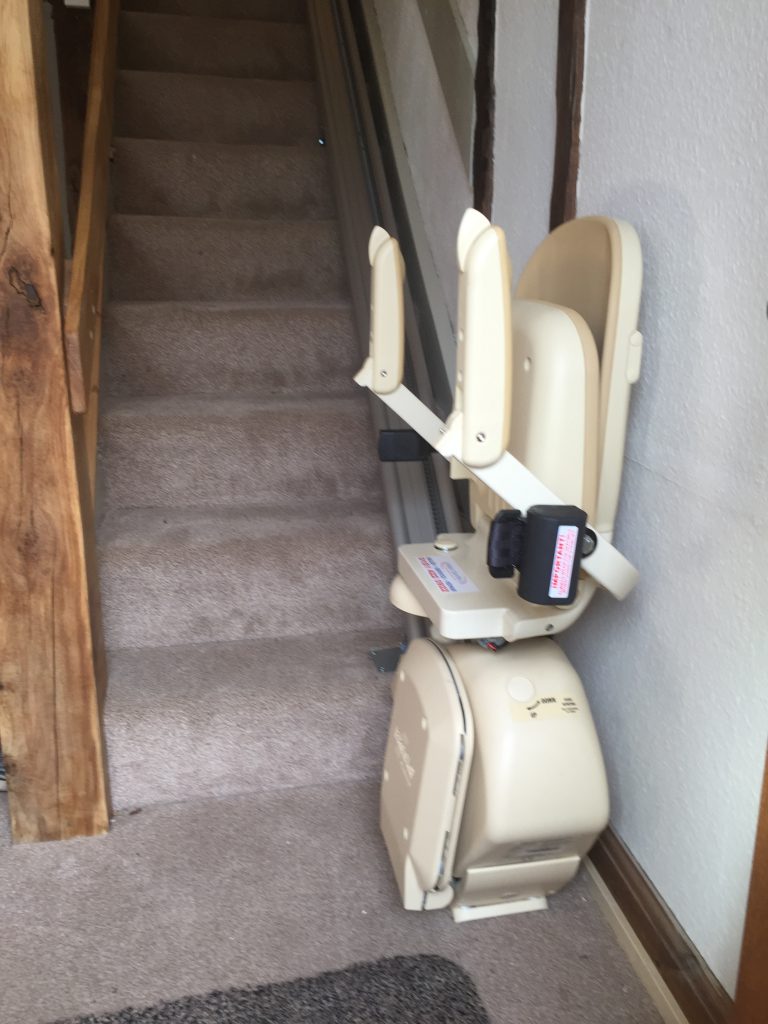 Folded Straight Stairlift after Halton Stairlifts Installation
