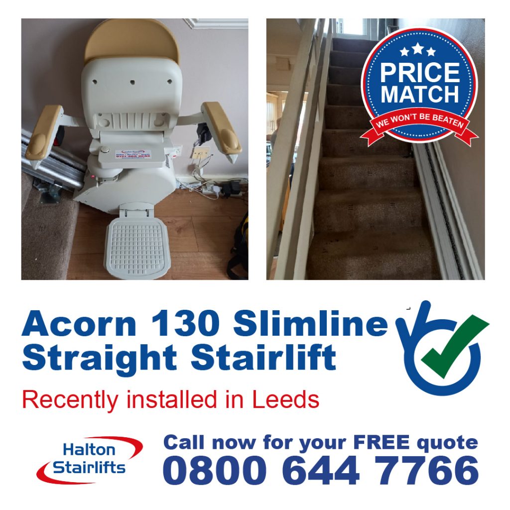 Acorn 130 Slimline Straight Stair Lift Installed In Leeds
