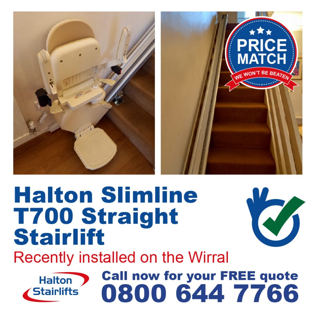 Halton Slimline Stairlift T700 Straight Stairlift Installed in Wirral