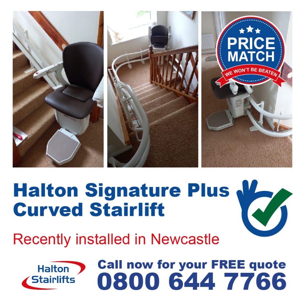 Halton Signature Plus Curved Stairlift 180 Bends Top 90 Wrap Finish Fully Installed In Newcastle