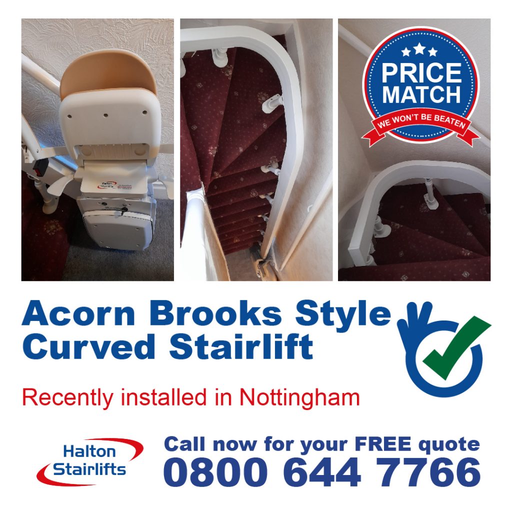 Acorn Brooks Style Curved Chair Lift Fully Installed In Nottingham-01
