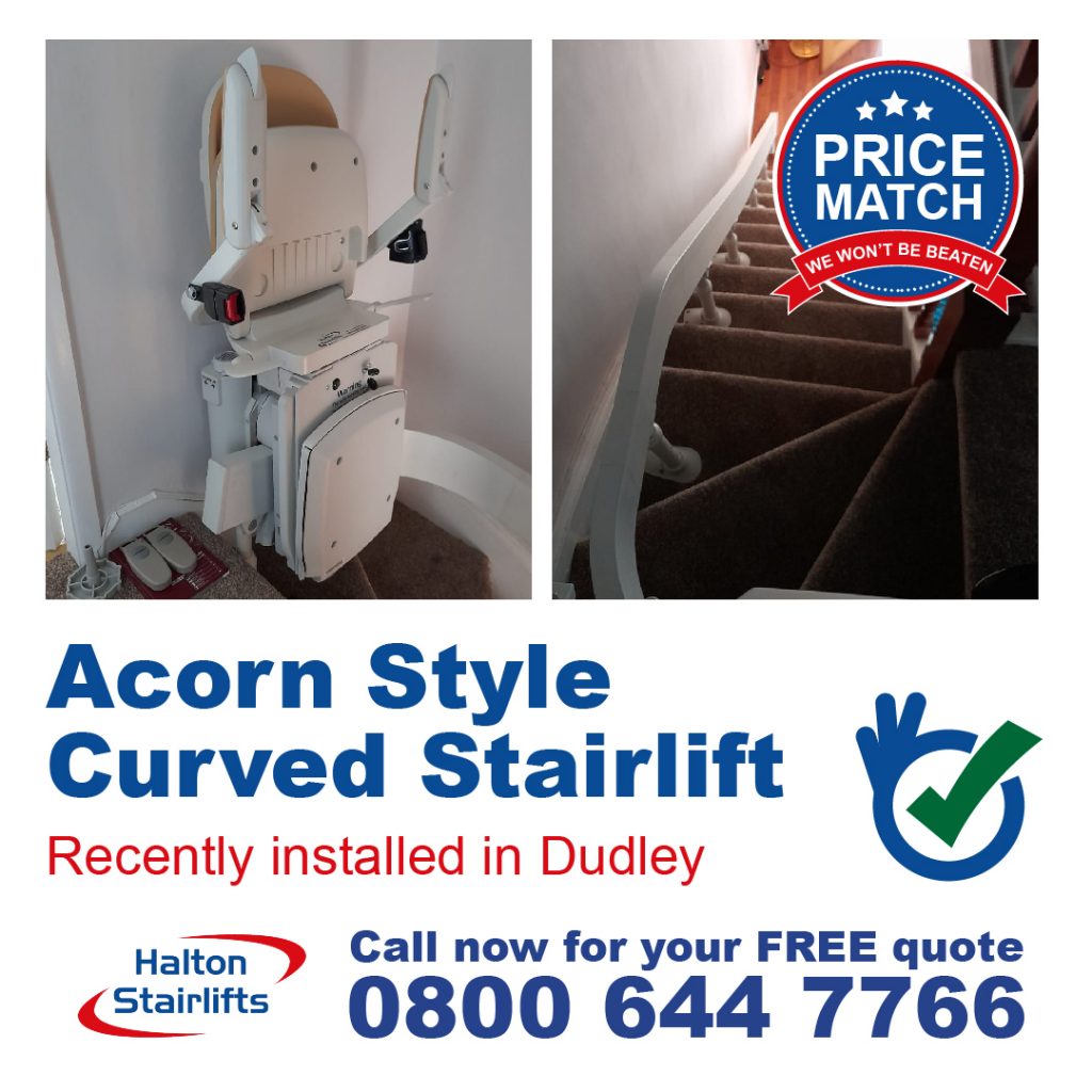 Acorn Modular Curved Stairlift Style Curved Chairlift Fully Fitted In Dudley West Midlands-01