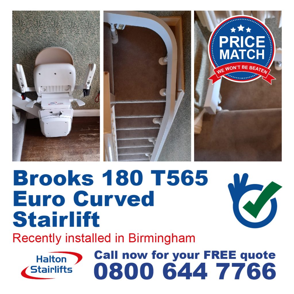 Brooks 180 T565 Euro Curved Stairlift Fully Installed In Birmingham West Midlands-01
