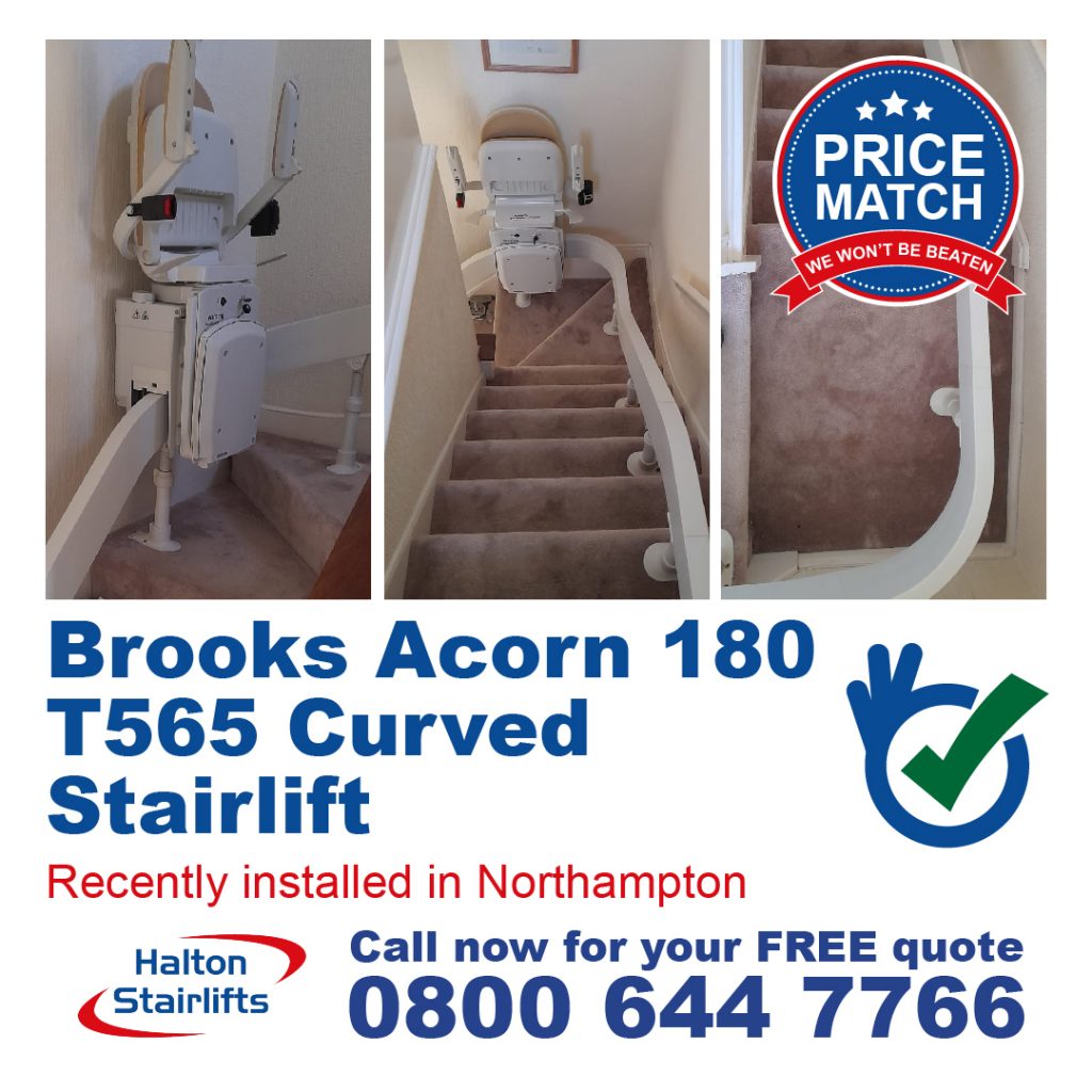 Brooks Acorn 180 T565 Curved Stairlifts Fully Installed In Northampton Northamptonshire-01