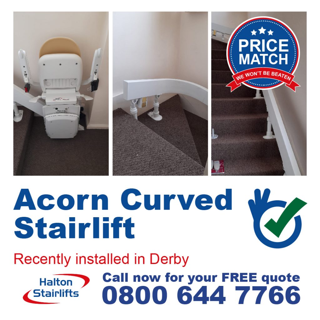 Curved Acorn Stair Lift Chair Lift Fully Fitted In Derby Derbyshire-01