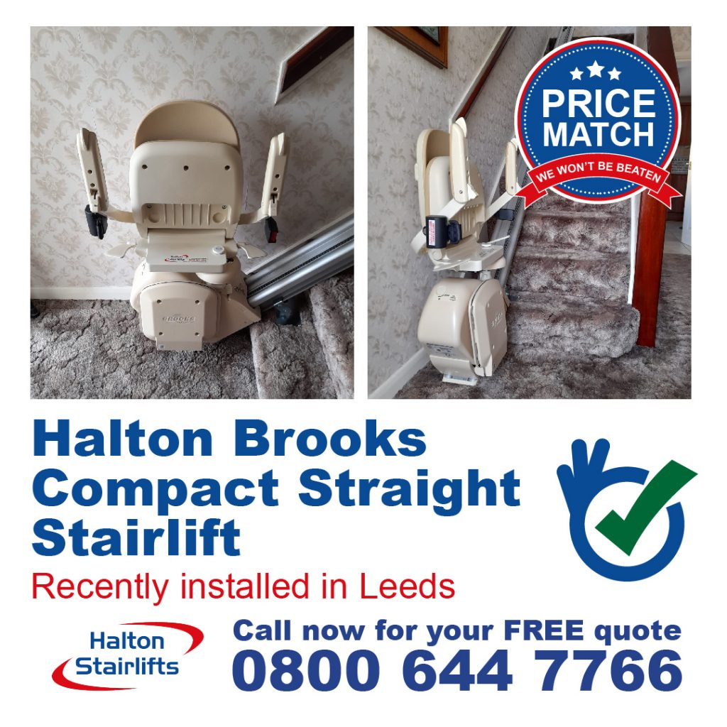 Halton Brooks Compact Straight Stairlift Foldable and Swivel Seat Fully Installed In Leeds Yorkshire-01