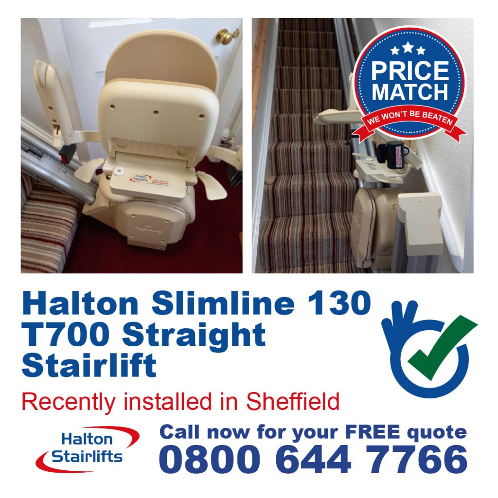 Halton Slimline 130 T700 Straight Stairlift Powered Auto Hinge Fully Installed In Sheffield-01