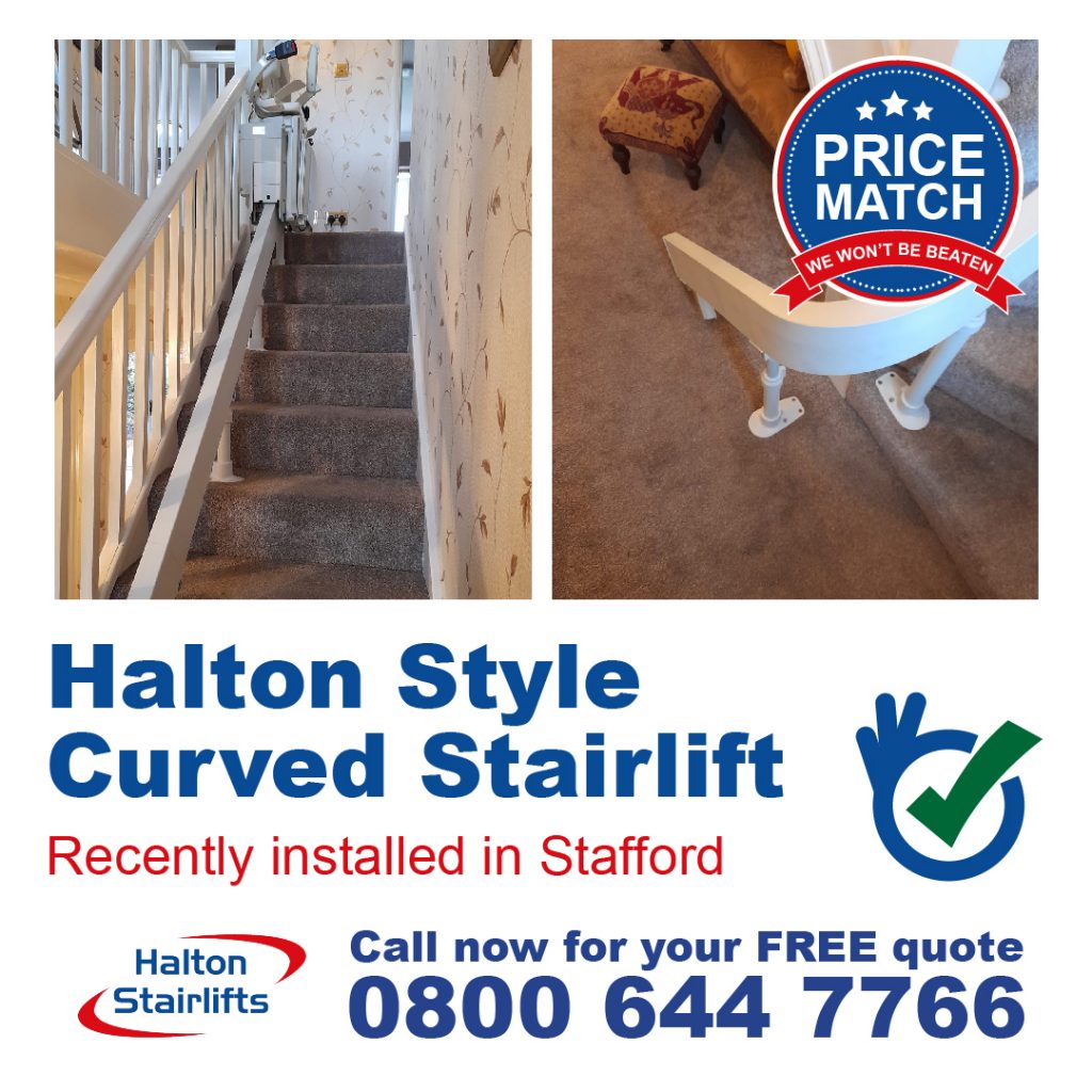 Halton Style Curved Internal Stair Lift Fully Fitted In Stafford Staffordshire-01