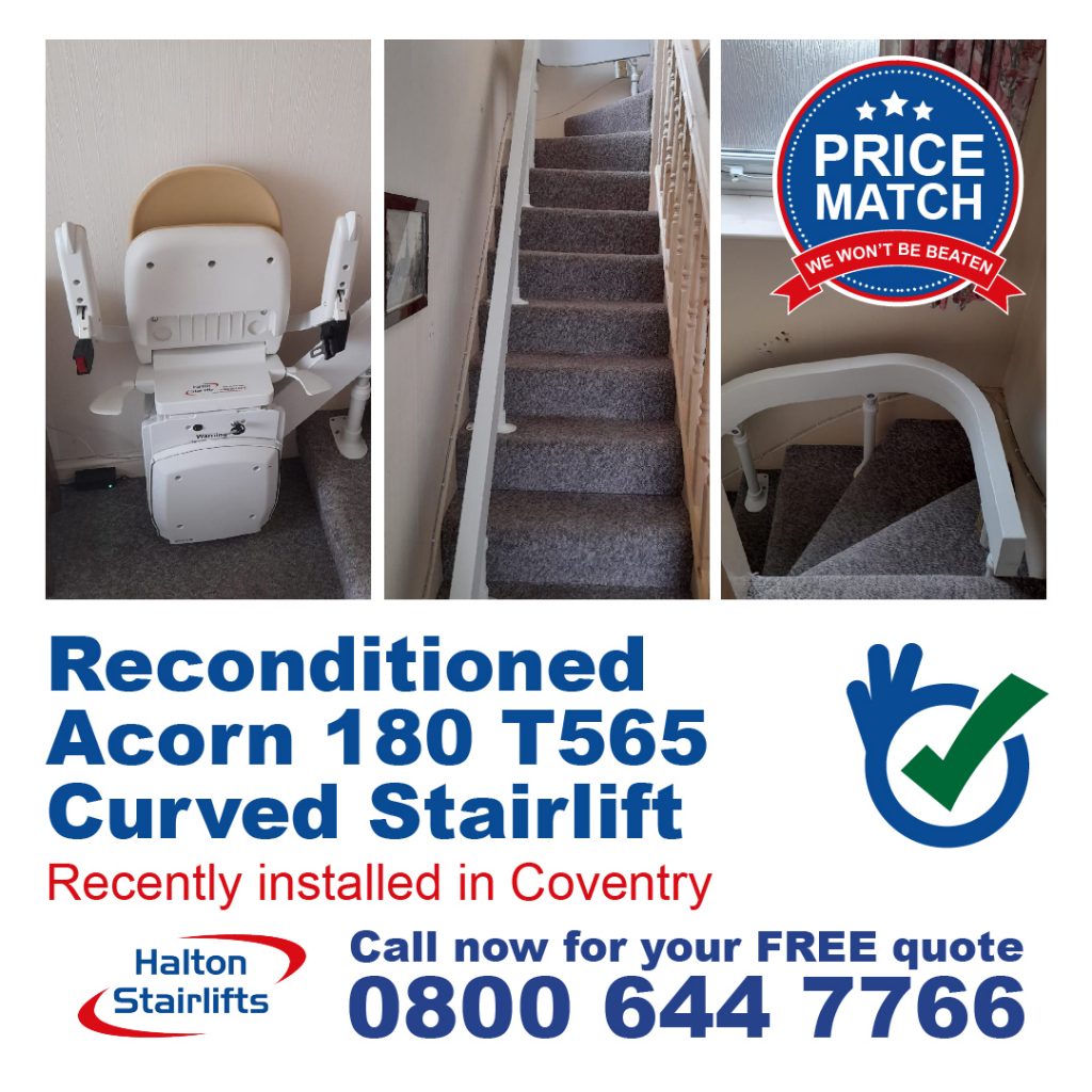 Acorn 180 T565 Reconditioned Curved Stairlift Chairlift Fully Installed In Coventry-01