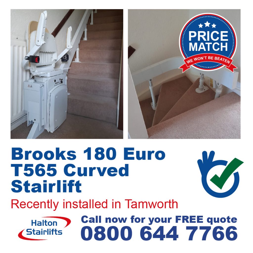 Brooks 180 Euro T565 Curved Chair Lift Fitted In Tamworth Staffordshire-01