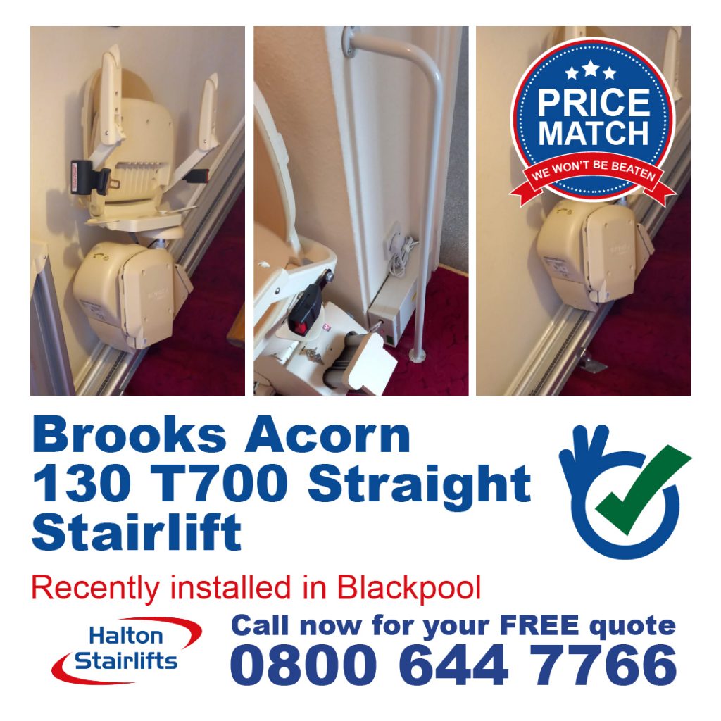 Brooks Acorn 130.T700 Straight Stairlift With Auto Powered Hinge Rail Fully Fitted In Blackpool Lancashire-01
