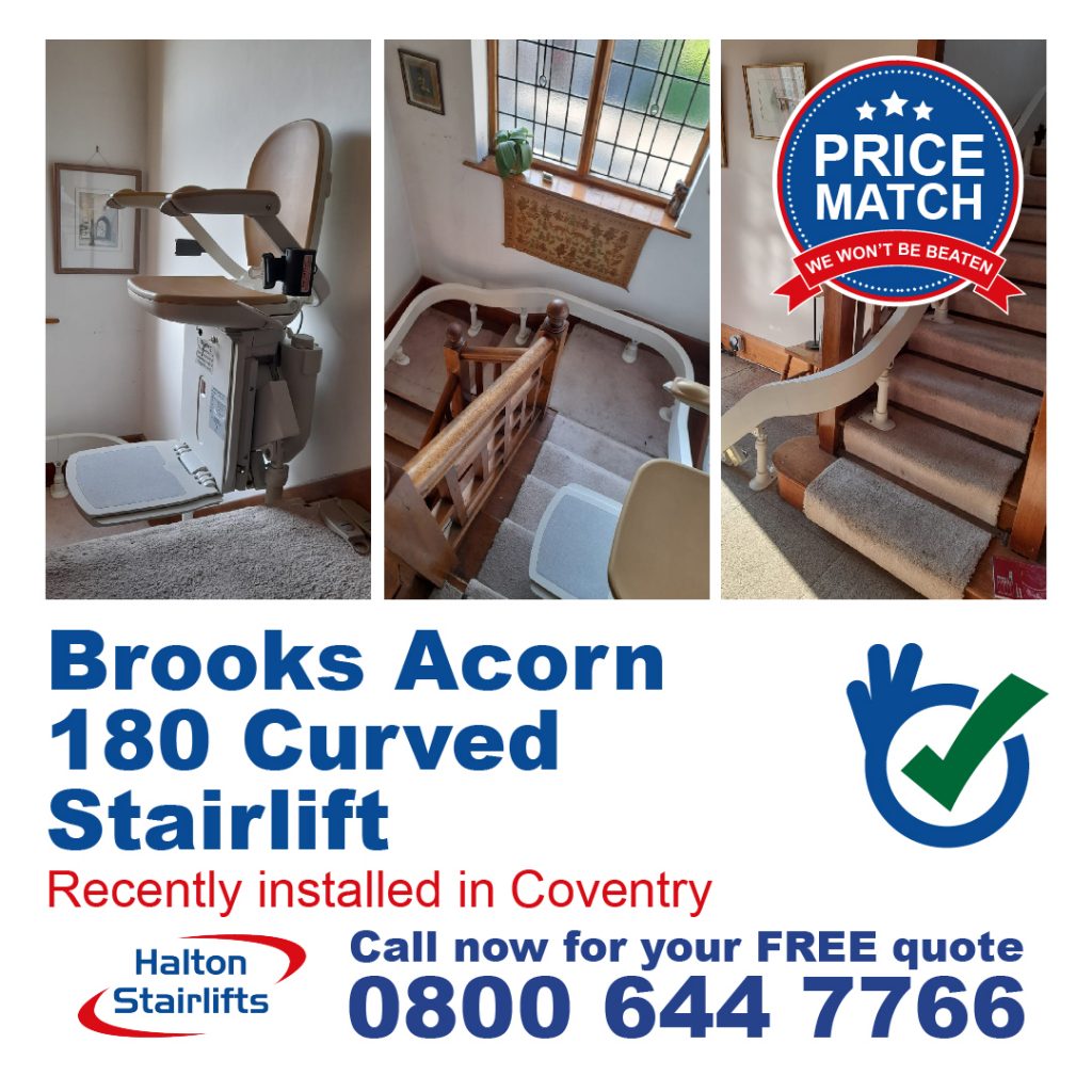Brooks Acorn 180 Curved External Stairlift Bottom 90 Internal Wrap External 180 Bends Fully Fitted In Coventry-01