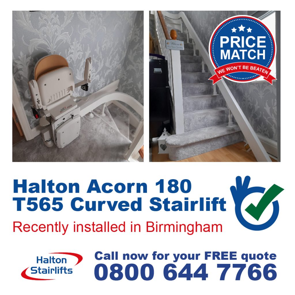 Halton Acorn 180 T565 Curved Chair Lift Stairlift Fully Fitted In Birmingham West Midlands-01