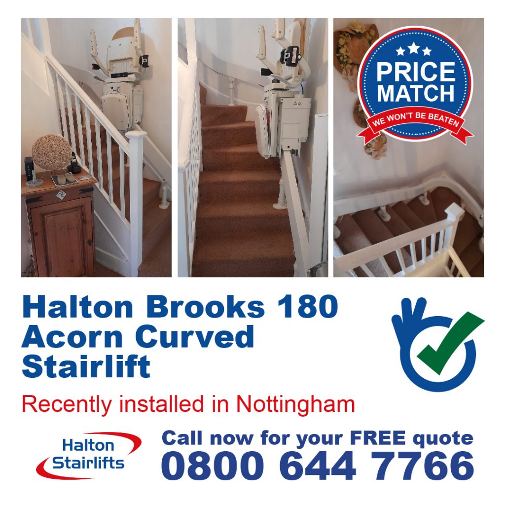 Halton Brooks 180 Acorn Curved Stairlift Fully Installed In Nottingham-01