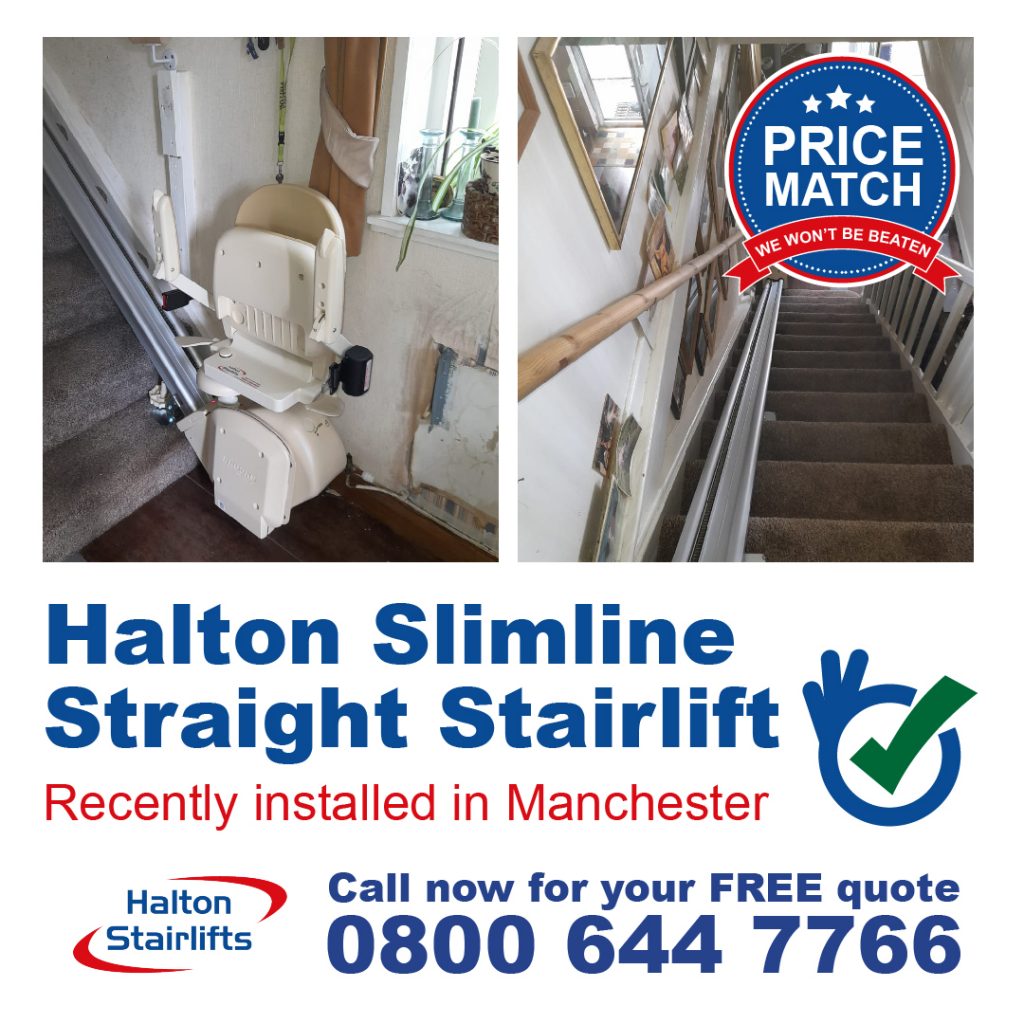 Halton Slimline Compact Stairlift For Straight Staircase Chairlift Installed In Manchester-01