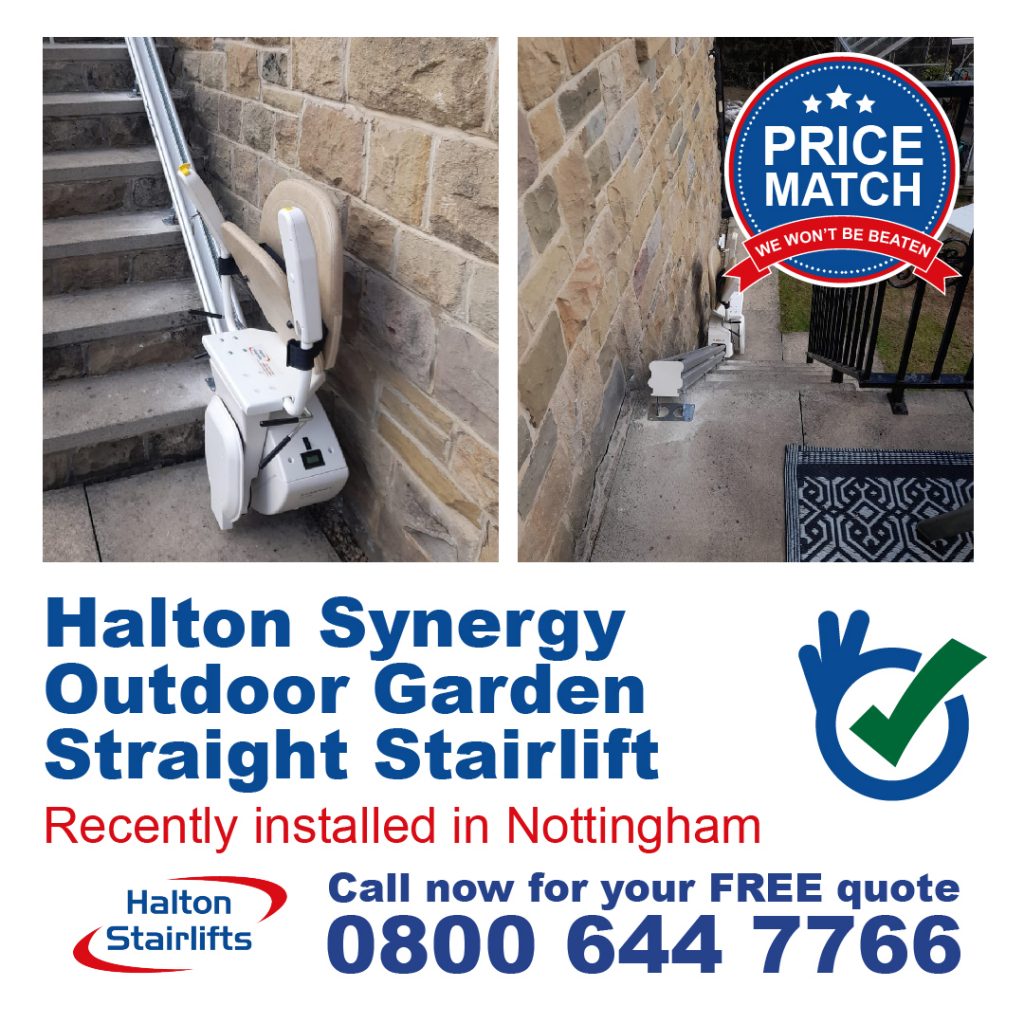 Halton Synergy Outdoor Garden Straight Stairlift Fully Installed In Nottingham-01