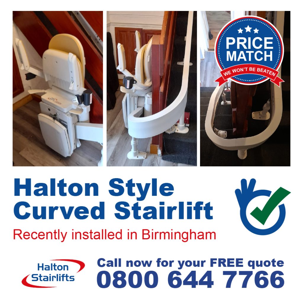 Halton Style Curved Chair Stair Lifter Internal Curve Chairlift Fully Fitted In Birmingham West Midlands-01