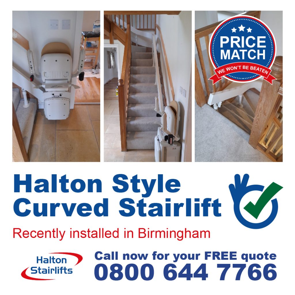 Modular Single Rail Curved Stairlift Standard Start & Standard Finish Fitted In Birmingham West Midlands-01