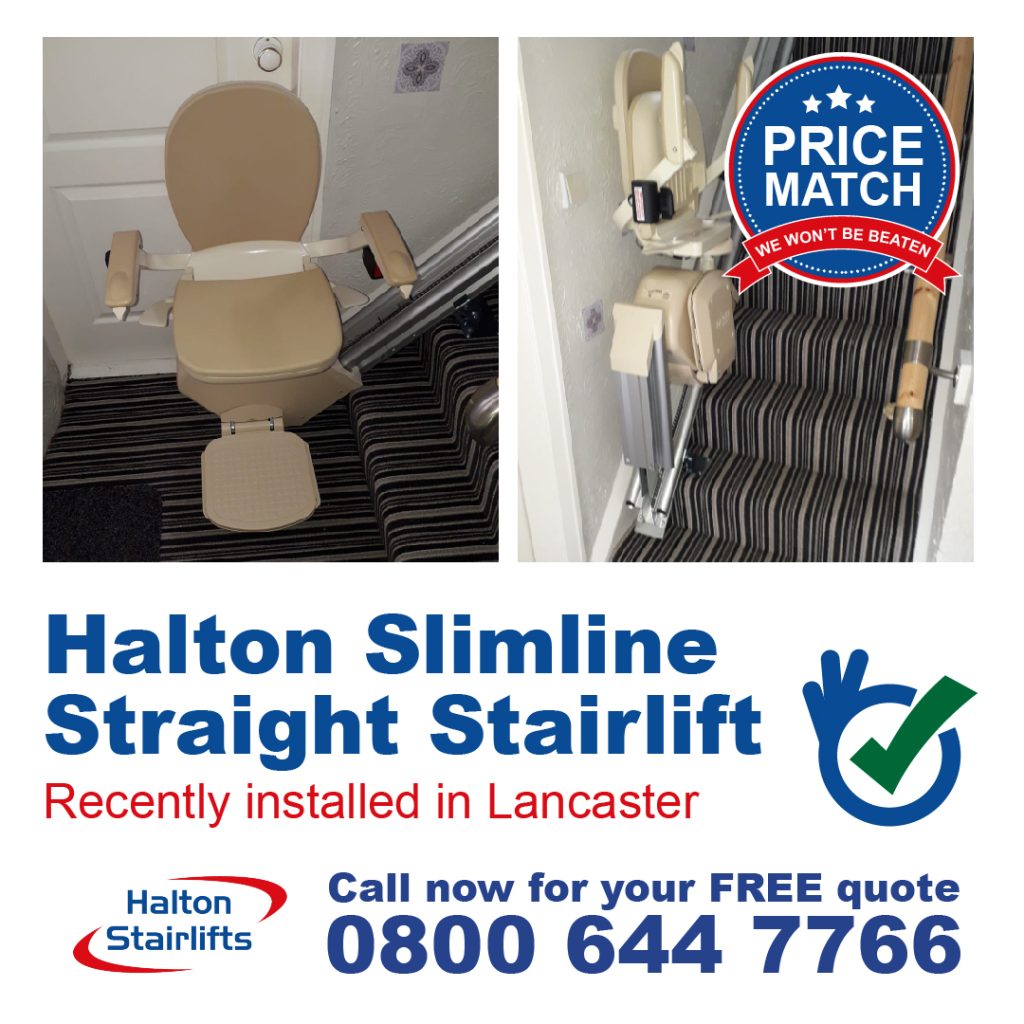 Straight Slimline Stairlift Manual Hinge Left Hand Fitting Fitted Next Day In Lancaster Lancashire-01