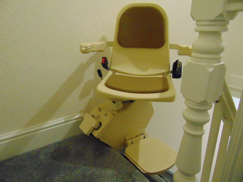 Brooks Budget Used Seat Swiveled 45 Degrees Top Of Stairs Unfolded