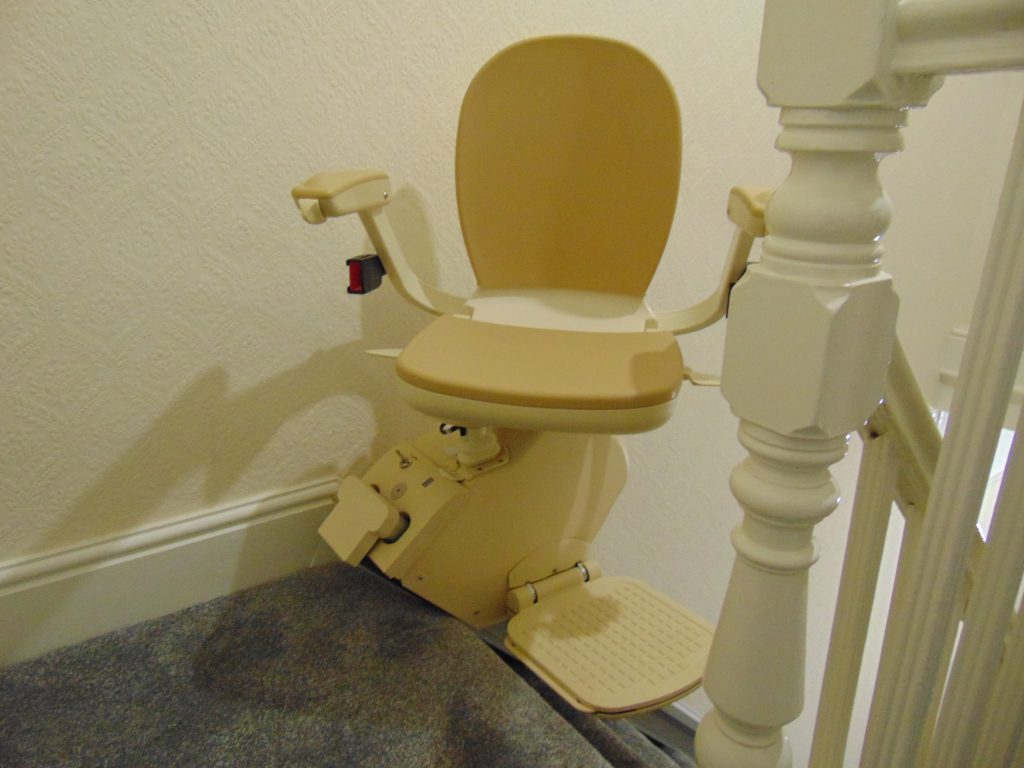 Halton Slimline Stairlift Swiveled Unfolded 45 Degree Angle