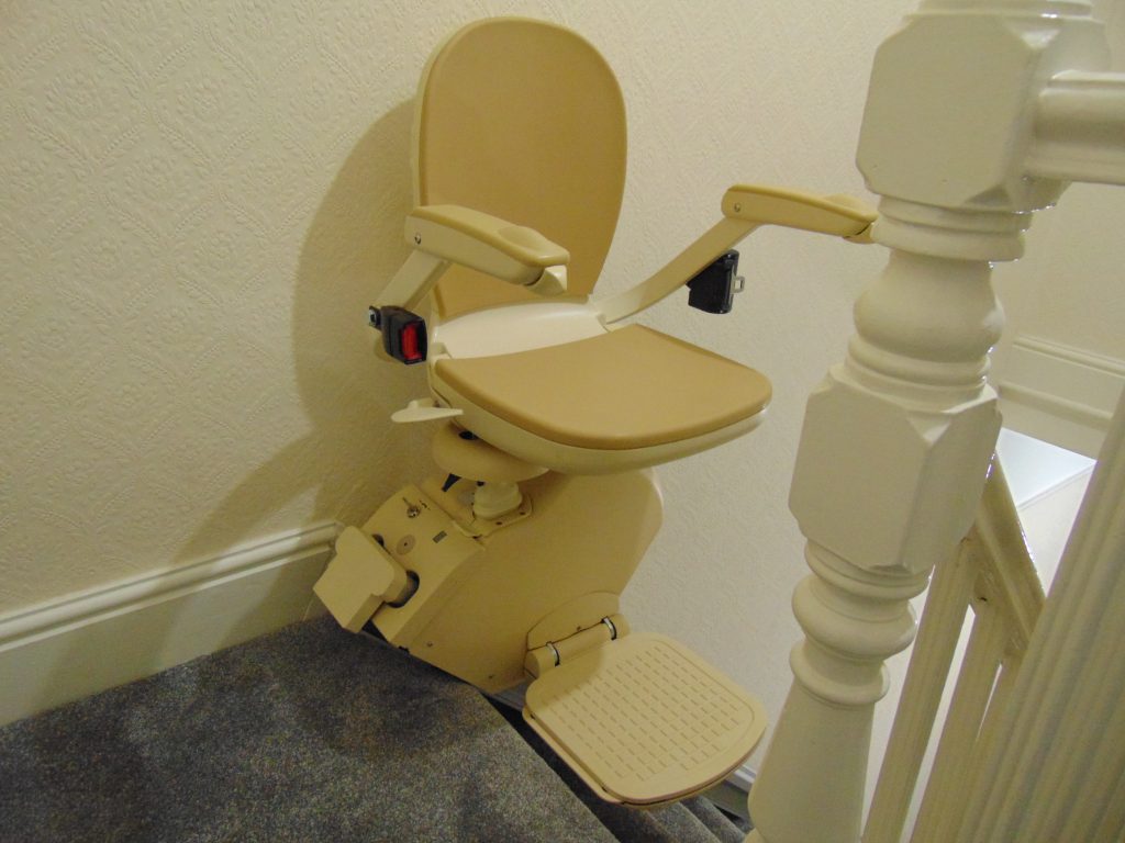 Brooks Halton Slimline Stairlift Swiveled Unfolded Run Position