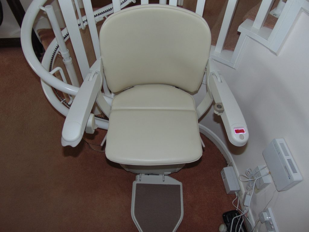 Halton Signature Curved Stair Lift Unfolded Ivory Upholstery l