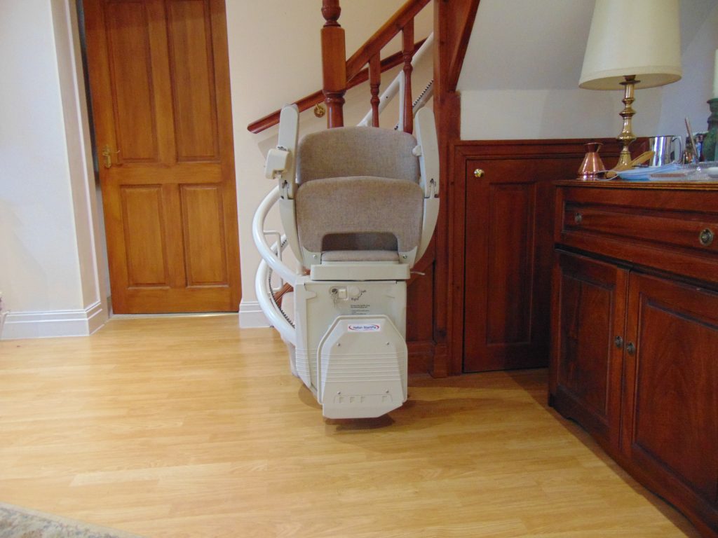 signature Halton standard stairlift on a curved stairlift