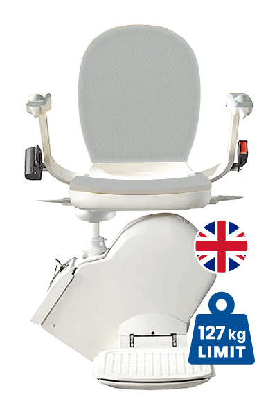 Halton-Outdoor-Stairlift-Main-Image Halton Acorn 130 Slimline Straight Stairlift with atlantic blue coloured seat