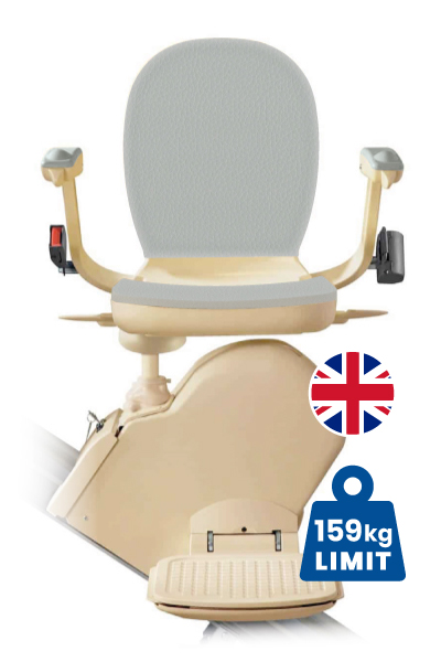 Halton Acorn 130 Slimline Straight Stairlift with atlantic blue coloured seat