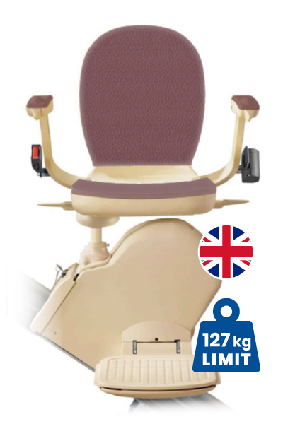 mulberry-reconditioned-halton-slimline Halton Acorn 130 Slimline Straight Stairlift with atlantic blue coloured seat